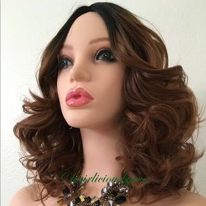 Auburn Golden Brown Wig Short Curly